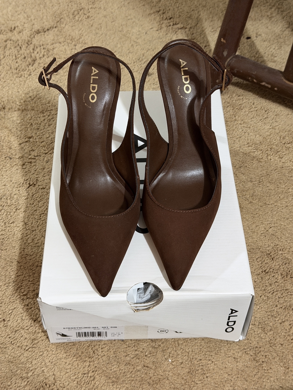 ALDO Brown Pointed-Toe Slingback Pumps